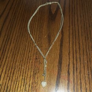 Juicy Couture Necklace Rhinestone Heart Crown Gold Tone Signed